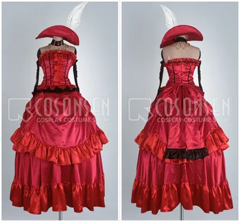 COSPLAYONSEN Kuroshitsuji Siyah Butler Madam Kırmızı Cosplay Kostüm Elbise Tüm Boyut
