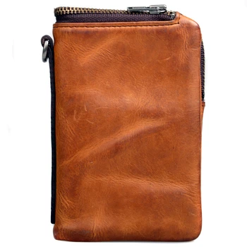 Cüzdan erkekler ıçin yüksek kalite Vintage erkek küçük cüzdan Hakiki Deri Debriyaj Çok Fonksiyonlu kart çantası fermuarlı çanta el yapımı