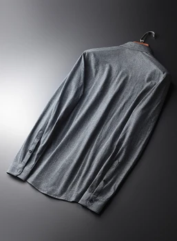 Pamuk Erkek Gömlek Lüks Örme Kumaş Uzun Kollu Erkek Elbise Gömlek Artı Boyutu 4xl Slim Fit Iş Rahat Erkek Gömlek