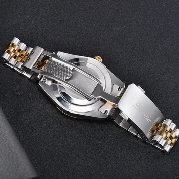Yeni Parnis Altın Arama Erkek Saatler Takvim gümüş altın kayış Bilezik Toka Otomatik Mekanik erkek saati uhren damen 2020