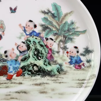 Çin Eski Porselen Pembe Bebek Oyun Desen Takdir Plaka