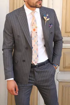 Özel Yapılmış erkek Takım Elbise 2020 Düğün Smokin Resmi Şerit Sağdıç Takım Elbise Damat Giyim Smokin 3 Parça Takım Elbise (Ceket + Pantolon + yelek)